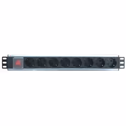 Techly I-CASE STRIP-18SH, Basic, 1.5U, Monofase, Orizzontale, Alluminio, Nero, Argento