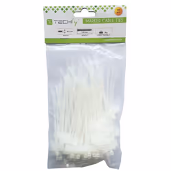 Techly Fascette Fermacavi 100x2,5mm con Targhetta 25x8mm 100 pz Bianco (ISWT-959)