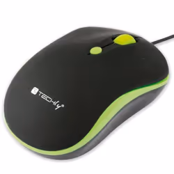 Techly Mouse Ottico USB 800-1600 dpi Nero/Verde (IM 1600-WT-BG), Ambidestro, Ottico, USB tipo A, 1600 DPI, Nero, Verde