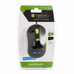 Techly Mouse Ottico USB 800-1600 dpi Nero/Verde (IM 1600-WT-BG)