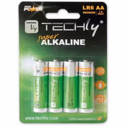 Techly Blister 4 Batterie High Power Stilo AA Alcaline LR06 1,5V (IBT-KAL-LR06T), Batteria monouso, Stilo AA, Alcalino, 1,5 V ...