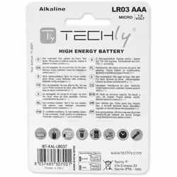 Techly Blister 4 Batterie High Power Mini Stilo AAA Alcaline LR03 1.5V (IBT-KAL-LR03T)