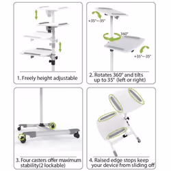 Techly Trolley Universale per Notebook / Videoproiettore, Bianco (ICA-TB TPM-6) - Vista aggiuntiva 8