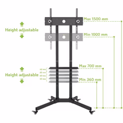 Techly Supporto a Pavimento con Mensola Trolley TV LCD/LED/Plasma 30-65" (ICA-TR6) - Vista aggiuntiva 8