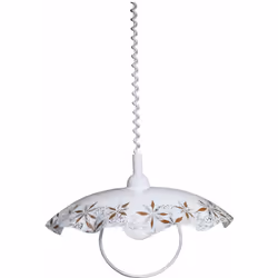 Lampadario Saliscendi D45 1xE27 Montatura Bianca Vetro Lastra Bianco E-Energy Brigitta Potenza Max: 1X57W HSGS Attacco: E27 A ...