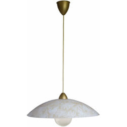 Energy - Sospensione D50 1xE27 Montatura Oro Vetro Lastra Bianco Decorato Rose e Caterina