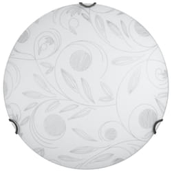 Plafoniera clara 2XE27 ganci cromo vetro lastra bianco decorato garden Ø40-P.11 cm okx