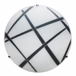 Plafoniera vetro bianco nero Diametro cm 30 Profondita cm 10 1 lampadina E 27 non inclusa Ganci cromo