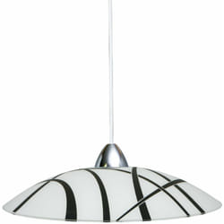 Sospensione D50 1xE27 Montatura Bianco-Cromo Vetro Lastra Bianco-Nero e Energy Dario