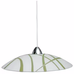 Sospensione in lastra di vetro bianco verde con montatura cromo Una lampada E27 Dimensioni Diametro 50 cm Altezza 18 cm Lungh ...