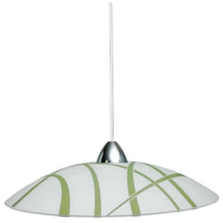 Energy - Sospensione in lastra di vetro bianco verde cromo diam.50xh.18 cm