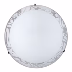 Plafoniera 2xE27 Ganci Cromo Vetro Lastra Bianco Decorato Bianco E-Energy Amalia Plafoniera La plafoniera 2xE27 Ganci Cromo V ...