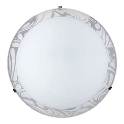 Plafoniera 2xE27 Ganci Cromo Vetro Lastra Bianco Decorato Bianco e Energy Amalia