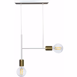 Lampada a Sospensione Sospensione 2xE27 Montatura Verniciata Bianco Oro Satinato E-Energy Elvira Potenza Max: 2X57W HSGS Atta ...