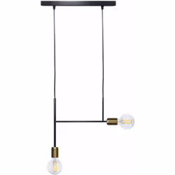 Lampada a Sospensione Sospensione 2xE27 Montatura Verniciata Nero Oro Satinato E-Energy Elvira Potenza Max: 2X57W HSGS Attacc ...