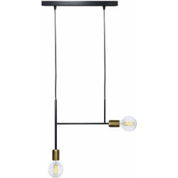 Sospensione 2xE27 Montatura Verniciata Nero Oro Satinato e Energy Elvira