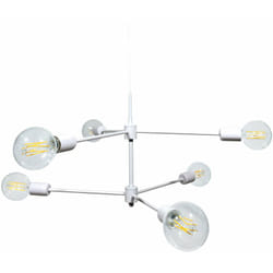 Energy - Lampadario 6xE27 Montatura Verniciata Bianco e Lara