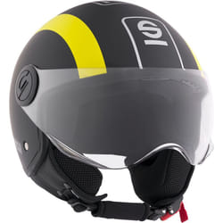 Sparco - Casco Demi-Jet per moto nero e giallo con calotta in abs Taglia l