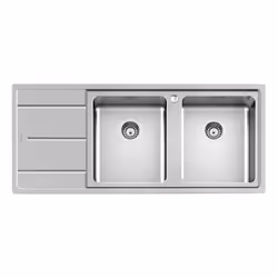 Foster Evo, Rettangolare, Acciaio inox, Acciaio inox, 2 ciotole, Rettangolare, 340 x 400 mm