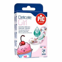 Pic cerotti delicate kids girl 19x72mm è una medicazione adesiva sterile per bambini con clorexidina digluconato, ipoallergen ...