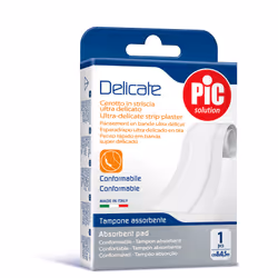 Pic Cerotto in Striscia Delicate Antibatterico 6x50cm è una medicazione adesiva sterile costituita da un supporto in tessuto ...