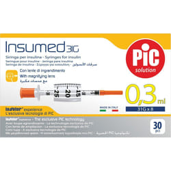 Siringa Per Insulina Pic Insumed 0,3 Ml 100 Ui Spazio Zero Ago 31 Gauge 8 Mm 3 Sacchetti Da 10 Pezzi 30 St