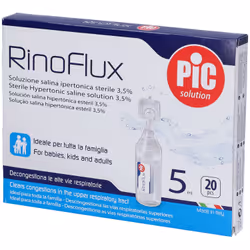 Rinoflux Soluzione Ipertonica è una soluzione salina al 3,5% che decongestiona le vie nasali, libera da muco e catarro, ideal ...