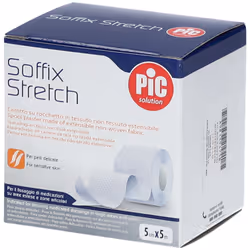 Pic Cerotti Soffix Stretch sono cerotti in rotolo in tessuto non tessuto ideali per il fissaggio di medicazioni in zone artic ...