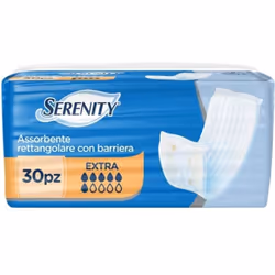 SERENITY ASSORBENTI CON BARRIERA RETTANGOLARE IN CONFEZIONE DA 30 PEZZI Serenity è un assorbente monouso con barriera rettang ...