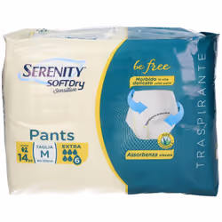Soft Dry Sensitive Pants sono pannoloni utili ad assorbire i liquidi e a lasciare asciutta la zona intima. Confezione da 14 p ...