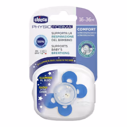 Chicco Physioforma Comfort Lumi Ciuccio in Silicone Luminoso Azzurro 16-36 Mesi progettato per i primi mesi di vita del bimbo ...