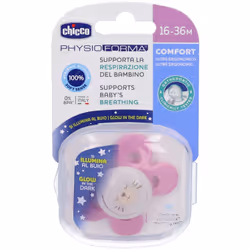Chicco Physioforma Comfort Lumi Ciuccio in Silicone Luminoso Azzurro 16-36 Mesi 1 Pezzo Rosa
