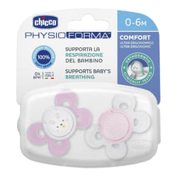 Chicco Physioforma Comfort Ciuccio in Silicone Bimba 6-16 Mesi 2 Pezzi 0-6 mesi