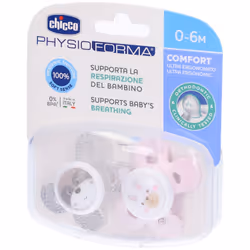Chicco Physioforma Comfort Ciuccio in Silicone Bimba 6-16 Mesi 2 Pezzi 0-6 mesi