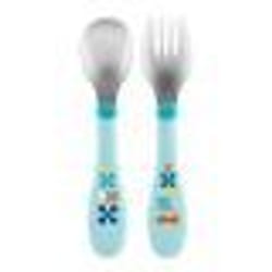 Chicco Posate Inox Azzurro Verde per Bambini dai 18 Mesi 2 Posate