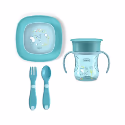 Ideale per bimbi da 12 mesi in sù, il Chicco Set Pappa Neonato è progettato per accompagnare il tuo piccolo nei suoi primi pa ...