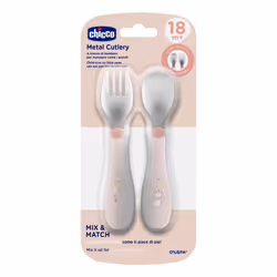 Chicco 00016102150000 posata per bambino Set di posate per bambini Rosa Acciaio inox - Vista aggiuntiva 2