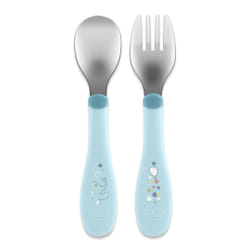 Chicco 00016102250000 posata per bambino Set di posate per bambini Blu Acciaio inox