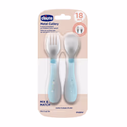Chicco 00016102250000 posata per bambino Set di posate per bambini Blu Acciaio inox - Vista aggiuntiva 2
