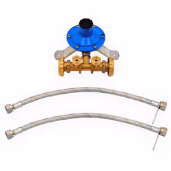 CONFORME ALLA NORMA UNI 7131 Kit minicentralina TECNOGAS per 2 bombole completa di regolatore, flessibili e tasselli di fissa ...