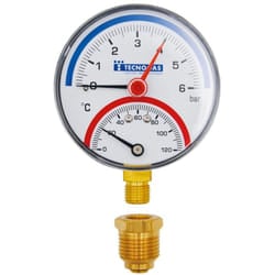 Tecnogas - Termomanometro diametro ø 80 mm - 0 ÷ 6 bar - 0 ÷ 120° - attacco posteriore 00000R01571