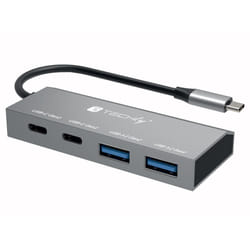 Techly IUSB32C-HUB4AC2 replicatore di porte e docking station per laptop Cablato USB 3.2 Gen 1 (3.1 Gen 1) Type-C Argento