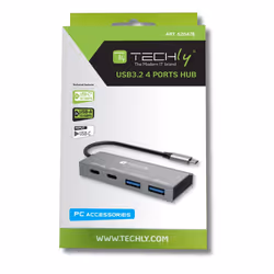 Techly IUSB32C-HUB4AC2 replicatore di porte e docking station per laptop Cablato USB 3.2 Gen 1 (3.1 Gen 1) Type-C Argento