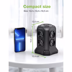 Techly Multipresa da Tavolo a Torretta Salvaspazio 8 Posti Italiana Bipasso / Schuko 2 USB-A e 2 USB-C - Vista aggiuntiva 3