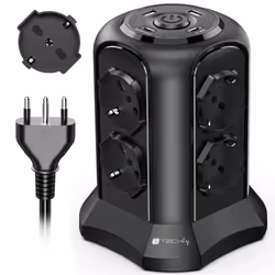 Techly Multipresa da Tavolo a Torretta Salvaspazio 8 Posti Italiana Bipasso / Schuko 2 USB-A e 2 USB-C - Vista aggiuntiva 5