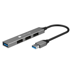 Techly IUSB32-HUB4A-3U2SLS replicatore di porte e docking station per laptop Cablato USB 3.2 Gen 1 (3.1 Gen 1) Type-A Grigio