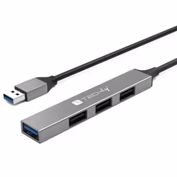 Techly IUSB32-HUB4A-3U2SLS replicatore di porte e docking station per laptop Cablato USB 3.2 Gen 1 (3.1 Gen 1) Type-A Grigio