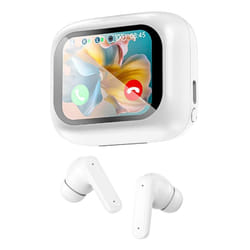 Techly Cuffie Auricolari BT con Custodia Smart Touch Screen LCD Cancellazione Attiva del Rumore ANC