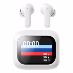 Techly Cuffie Auricolari BT con Custodia Smart Touch Screen LCD Cancellazione Attiva del Rumore ANC