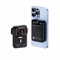 Techly I-CHARGE-10LCDBK, 10000 mAh, Polimeri di litio (LiPo), Carica wireless, Nero